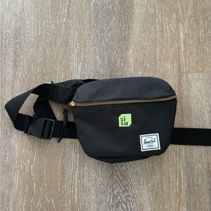 Black Waist Pack with Green Accent